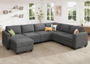 HONBAY Corduroy Sectional Sofa with Storage, U Shape Modular Sectional Sofa with Chaise, Modular Couches for Living Room, Dark Gray by CozyNest Decor