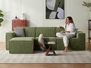 LINSY HOME Modular Sectional Sofa, 105" Boneless Couch L Shaped 3-Seat Sofa with Ottoman, Corduroy Sectional Cloud Couches for Living Room, No Assembly Required, Green by CozyNest Decor