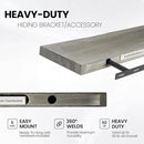 Fun Memories Floating Shelves for Wall, 55"x9.3" Rustic Solid Elm Wood Shelves, Heavy-Duty Wall Mounted Shelves with Invisible Brackets, Set of 2 for Living Room, Bedroom, Kitchen, Grey Finish by CozyNest Decor