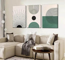 3 Pcs Sage Green Boho Canvas Wall Art Modern Abstract Minimalist Neutral Bohemian Sun Geometric Line Painting Picture Wall Decor Poster Print Artwork for Living Room Bedroom Home Decoration by CozyNest Decor