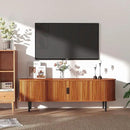 Bonzy Home 70" Mid Century Modern TV Stand, Tambour Entertainment Center with Storage, Long Media Console Television Stand with Metal Legs for up to 75'' TV, Walnut by CozyNest Decor