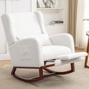 Rocking Chair Nursery,Teddy Nursery Rocking Chairs with Foot Rest, Sherpa Nursing Chair Glider Rocker with Wingback and Pillow for Living Room, Bedroom, White by TinyTreasures Baby Boutique