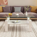 Glass Coffee Table Rectangle Living Room Center Table, with Transparent Tempered Glass Tabletop and White MDF Layer,for Living Room and Office, Transparent +White by CozyNest Decor