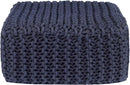 REDEARTH · Cube Low Pouf Foot Stool Ottoman - Hand Knitted Poof - Cord Boho Pouffe - Home Décor - Stuffed Footrest for Living Room - Nursery - Bedroom - Patio (16" x 16" x 8") - Navy Blue by CozyNest Decor