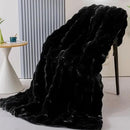 Black Fluffy Thick Fur Throw Blanket 50x60 for Bed Couch Office Chair Bunny Soft Blanket for Adults Gift Home Living Room Decorative Decor 860 GSM by CozyNest Decor