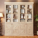 Vyre 71" Tall Farmhouse Bookshelves with Glass Doors, Large Modular Bookcase with Adjustable Shelves, Storage Cabinet for Living Room, Kitchen, Home Office, Brown by CozyNest Decor