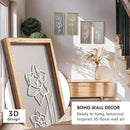 3D Wooden Floral Bathroom Wall Decor (Set of 4) Lightweight, Ready-to-Hang Framed Wall Art For Living Room, Bedroom, or Office - Premium Boho Botanical Farmhouse Decorations - Gift-Boxed by CozyNest Decor