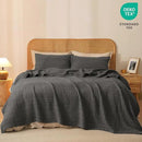 PHF 100% Cotton Waffle Weave Blanket Queen Size, Soft Lightweight Breathable Cozy Summer Blankets for Bed, Luxury Aesthetic Woven Bedding for Home Decor, 90"x90", Charcoal Grey by CozyNest Decor