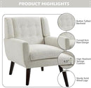 UIXE Accent Chair, Modern Upholstered Armchair in Fabric for Living Room, Comfy Club Arm Chairs Single Sofa Button Tufted Bedroom Reading Seat - Beige, Set of 4 by CozyNest Decor