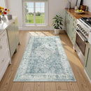 LIVEBOX Entryway Rug 3x5 Washable Area Rugs for Kitchen Bathroom, Non-Slip Front Door Mat for Bedroom, Boho Low-Pile Carpet Farmhouse Throw Indoor Mats for Bath Laundry Room, Blue by TinyTreasures Baby Boutique