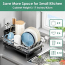 MOUKABAL Dish Drying Rack - Stainless Steel Dish Rack, Dish Racks for Kitchen Counter, Drying Rack Kitchen with Removable Utensil Holder, Drainboard and Glass Organizer (Black) by CozyNest Decor