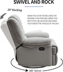 Swivel Rocking Recliner Chair for Adults, Overstuffed Manual Glider Rocker Recliner Chairs, Upholstered Reclining Single Sofa for Living Room Nursery (Light Grey) by TinyTreasures Baby Boutique