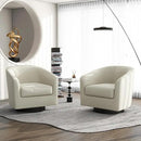 Swivel Barrel Accent Chair, Modern Round Linen Arm Chair for Living Room, Bedroom, Comfy Club Reading Chairs for Adults（Linen Fabric, Beige, Set of 2 by CozyNest Decor