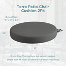 Codi Round Outdoor Chair Cushions 15 Inch, Patio Bistro Cushion Set of 2, Waterproof with Adjustable Straps, Grey 15x15'' by GreenHaven Gardens