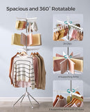 SONGMICS 3-Tier Clothes Drying Rack, 82.7-Inch Folding Laundry Drying Rack with 11 Rotatable Arms for Hangers, 24 Clips, Stainless Steel, for 27 Pieces of Clothes, White and Silver ULLR513W01 by TinyTreasures Baby Boutique