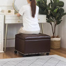 Joveco Leather Storage Ottoman with 360° Wheels 24" Rolling Foot Rest Bench Rectangle Ottomans Stool for Living Room Bedroom (Brown, Wheels) by CozyNest Decor