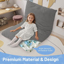 COMAX 3-in-1 Bean Bag Chair for Kids, Toddler Beanbag Bed, Convertible Child Floor Lounger, Floor Mattress with Filler for Girl Boy Sleeping Reading, Grey by TinyTreasures Baby Boutique
