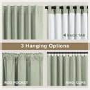 Sage Green Linen Curtains 108 Inches Long 2 Panel Set 100% Blackout Insulated Thermal Curtains for Summer Heat Blocking Light Green Drapes for Bedroom Living Room Sliding Door Rustic Country Farmhouse by CozyNest Decor