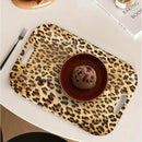 Serving Trays with Handles, 14.5 x 9.8 inch Rectangular Plastic Tray for Restaurant, Kitchen, Brown Leopard by CozyNest Decor