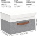 Yawinhe Storage Bins with Lids, Fabric Foldable Boxes, Washable and Leather Handle, Cube Organizer Basket for Home, Closet, White/Grey, 17.7''Lx11.8''Wx11.8''H, 1-Pack, USNK024WGX-1 by TinyTreasures Baby Boutique