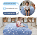 COMAX Kids Bean Bag Chair Turn into Beanbag Bed, Unicorn Toddler Bean Chair for Girl Boy Sleeping, Lazy Children Sofa Couch with Filler, Convertible Child Floor Mattress, Glowing Space by TinyTreasures Baby Boutique
