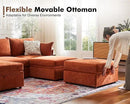 102.6" Luxury Modular Sleeper Sofa Bed 6 Seat Reversible Sectional Couch Deep Seat with Storage Chaises Removable Cover for Living Room, Apartment - Chenille Terracotta Orange by CozyNest Decor