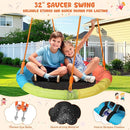 Swing Set for Backyard with Stand - Heavy Duty 440lbs Metal A-Frame Outdoor Playset with 32" Saucer Swing & 26.2" Seats by TinyTreasures Baby Boutique