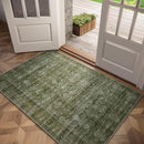 Washable 3x5 Entryway Rug Indoor, Boho Non-Slip Silicone Backing Small Rugs for Kitchen Nursery Office Bedroom, 0.3" Neutral Oriental Throw Carpet with 0.16" Cushioning Pad, Grass Green/Multi by TinyTreasures Baby Boutique