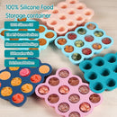 Baby Food Storage 12 x 1.5OZ Silicone Freezer Tray with Lid, Food Grade Silicone Containers for Purees & Vegetables Teal Blue by TinyTreasures Baby Boutique