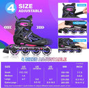 2PM SPORTS Vinal Girls Adjustable Flashing Inline Skates, All Wheels Light Up, Fun Illuminating Skates for Kids Men Adult Women and Boys by TinyTreasures Baby Boutique