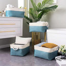TcaFmac Storage Basket for Organizing - Large 4 Pack Fabric Storage Bins Baskets for Shelves with Ropes, Collapsible Storage Cubes for Closet Toy (White & Green16x12x8 inch) by CozyNest Decor