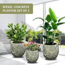 Craft flowerpots 18"+13"+19" Dia Round Concrete Planter Set of 3 Large Outdoor/Indoor Planter Pots Containers with Drainage Holes and Rubber Plug for Home Garden (Green, Large) by CozyNest Decor