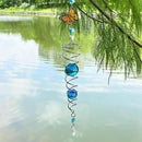 FONMY Butterfly Sun Catcher Gazing Ball Wind Spinner Rainbow Maker Silver Spiral W/ K9 Blue Crystal Ball Christmas Gfit Tree Hanging Ornament Indoor Outdoor Garden Decor. 19.5inch H by GreenHaven Gardens