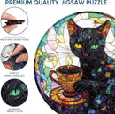 Reouinty Wooden Puzzle for Adults, Black Cat Wooden Jigsaw Puzzles(11.2 * 11.2in-200pcs), Unique Animal Shape Wood Cut Puzzles Best Gift for Adults and Kids Family Game by TinyTreasures Baby Boutique