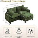 URRED Modular Sectional Sofa Comfy Cloud Couch, Modern Corduroy Sofa Sleeper Deep Seat Couches with Ottoman/Pillows for Living Room (Green, 82.6''- L Shape) by CozyNest Decor