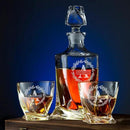 Frolk Personalized Whiskey Decanter and Stones Set - Customized Gift for Him - Men, Dad, Father - Twisted Whiskey Decanter, 2 XL Glasses, 6 XL Whiskey Chillers, 2 Coasters, Tongs, Pouch in Wooden Box by CozyNest Decor