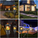 Solar Torch Light with Flickering Flame, 4 Pack Waterproof Bamboo Torches Hand-Woven Rattan Solar Tiki Torches for Outside Patio Yard Garden Lawn (Black-4 Pack) by GreenHaven Gardens