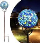 Solar Lights Outdoor Decorative, Solar Gazing Ball Mosaic Garden Stakes Decorative Waterproof Outdoor Lights for Pathway Yard Lawn Decoration (Blue) by CozyNest Decor