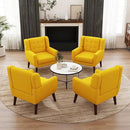 UIXE Accent Chair, Modern Upholstered Armchair in Fabric for Living Room, Comfy Club Arm Chairs Single Sofa Button Tufted Bedroom Reading Seat - Yellow, Set of 1 by CozyNest Decor