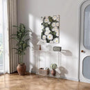 Acrylic Narrow Console Table for Entryway, 7.6" D x 39.4" W x 31.5" H, Square Legs, Skinny Entry Table for Sofa, Foyer, Hallway, Living Room, Modern, 2-Tier, Clear by CozyNest Decor