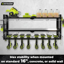 KAFAHOM Power Tool Organizer with Charging Station, Built in 8 Outlet Power Strip,Large 8 Drill Holder Wall Mount, Heavy Duty Metal Power Tool Storage Rack Tool Shelf for Garage Organization Black by GreenHaven Gardens