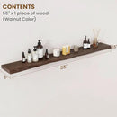 Floating Shelves for Wall Decor, Rustic Solid Elm Wood Live Edge Floating Shelves Wall Mounted, Wall Shelves with Invisible Bracket for Living Room Bathroom Bedroom Kitchen, 55 Inch, Walnut by CozyNest Decor
