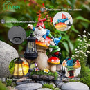 TIJNN Solar Garden Statue Gnomes Figurine Lights,Funny Gnomes Standing on Mushrooms with Lanterns, with Lanterns Outdoor Yard Decorations for Patio Porch Home, Garden Gifts for Women Mom by CozyNest Decor