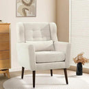 Modern Accent Chair, Upholstered Armchair with Pillow, Fabric Single Sofa Chair with Lounge Seat and Wood Legs Accent Chair for Living Room Bedroom Small Spaces (Beige, Set of 1) by CozyNest Decor