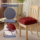 Chair Cushions for Dining Chairs, Dining Chair Cushions, Tufted Indoor Chair Pads with Ties & Non Slip Backing, Seat Cushions for Kitchen Chairs 16.5” x 16.5” x 3.5”, Set of 4, Red by CozyNest Decor