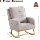 Rocking Chair Nursery, Sherpa Nursing Rocking Chairs, Upholstered Nursery Glider Rocker for Mom Nursery Morden Accent Rocking Chair Pillow for Living Room,Bedroom,Teddy Light Grey by TinyTreasures Baby Boutique