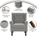 Lumibee High Back Accent Chair,Upholstered Wingback Armchair with Solid Wood Legs for Small Spaces,Comfy Single Sofa Chair for Living Room,Bedroom,Office-Light Gray by CozyNest Decor