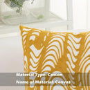 HWY 50 Yellow Decorative Throw Pillow Covers 18x18 Inch (1 Piece), Embroidered Cotton Farmhouse Cushion Cover Pillow Case for Sofa Couch Living Room Bed, Texture by CozyNest Decor