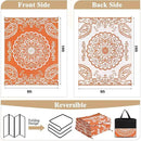 Pauwer Waterproof Outdoor Rug 8x10, Reversible Plastic Straw Patio Camping Rug, Indoor Outdoor RV Mat Carpet for Deck, Camper, Porch, Balcony, Backyard, Picnic, Boho Orange by GreenHaven Gardens