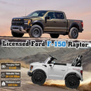 24V Ride on Car Licensed Ford F-150 Raptor, Kids Electric Car with Remote Control, LED Light/Music/MP3, Truck Bed Storage, 3-Point Seat Belt (24V, White) by TinyTreasures Baby Boutique